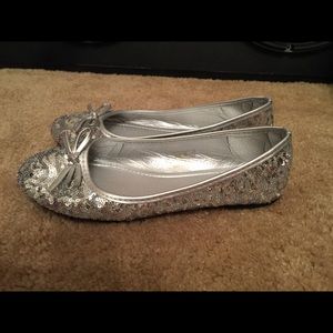 Women’s flats silver sequin 8